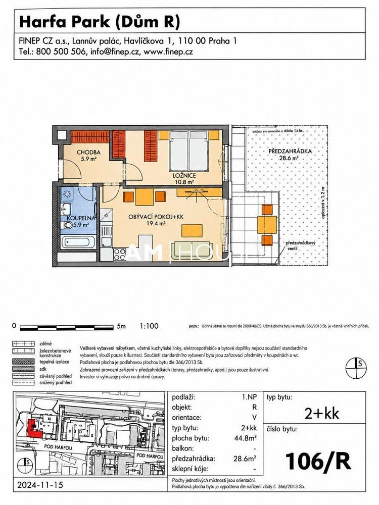 2+kk, Pod Harfou, Praha 9 - Vysočany, 45 m² - 2