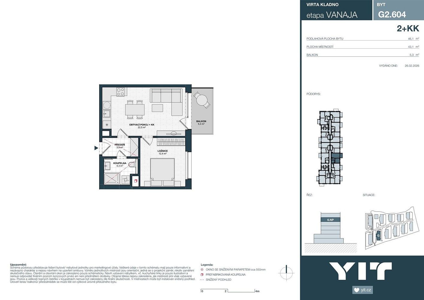 Prodej byt 2+kk - Unhošťská, Kladno - Kročehlavy, 43 m² - 2