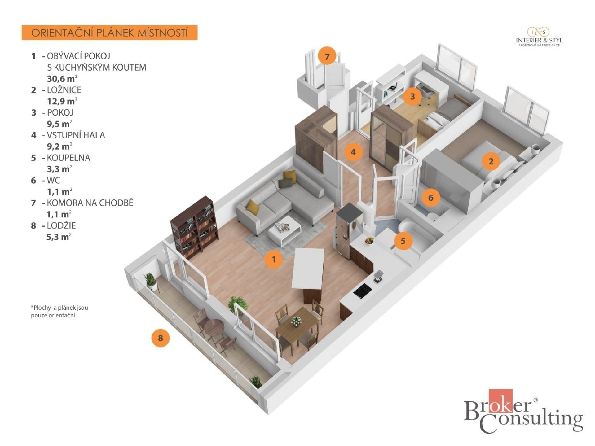 Byt 3+kk · 74 m² · Cihlářská, Praha - 3