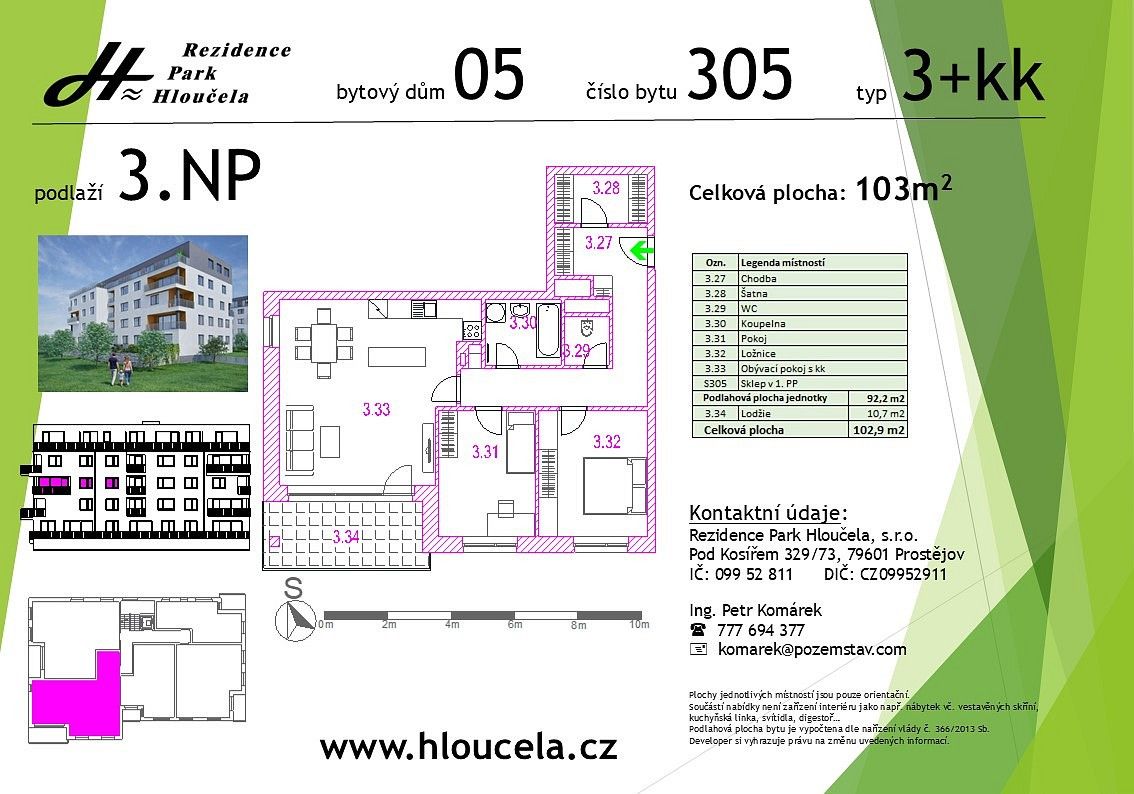 Byt 3+kk · 92,2 m² · Prostějov - 3
