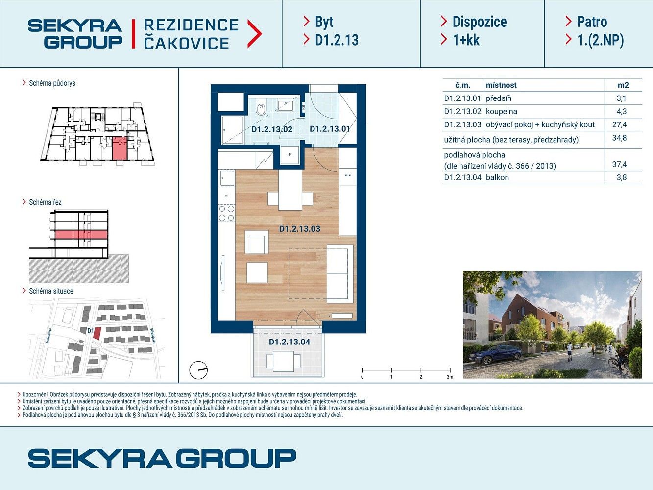 1+kk, Praha - Čakovice, okres Praha 18, Hlavní město Praha, 35 m² - 2