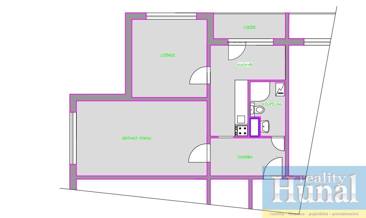 Pronájem byt 2+1 - Sídliště Míru, Pacov, 54 m²