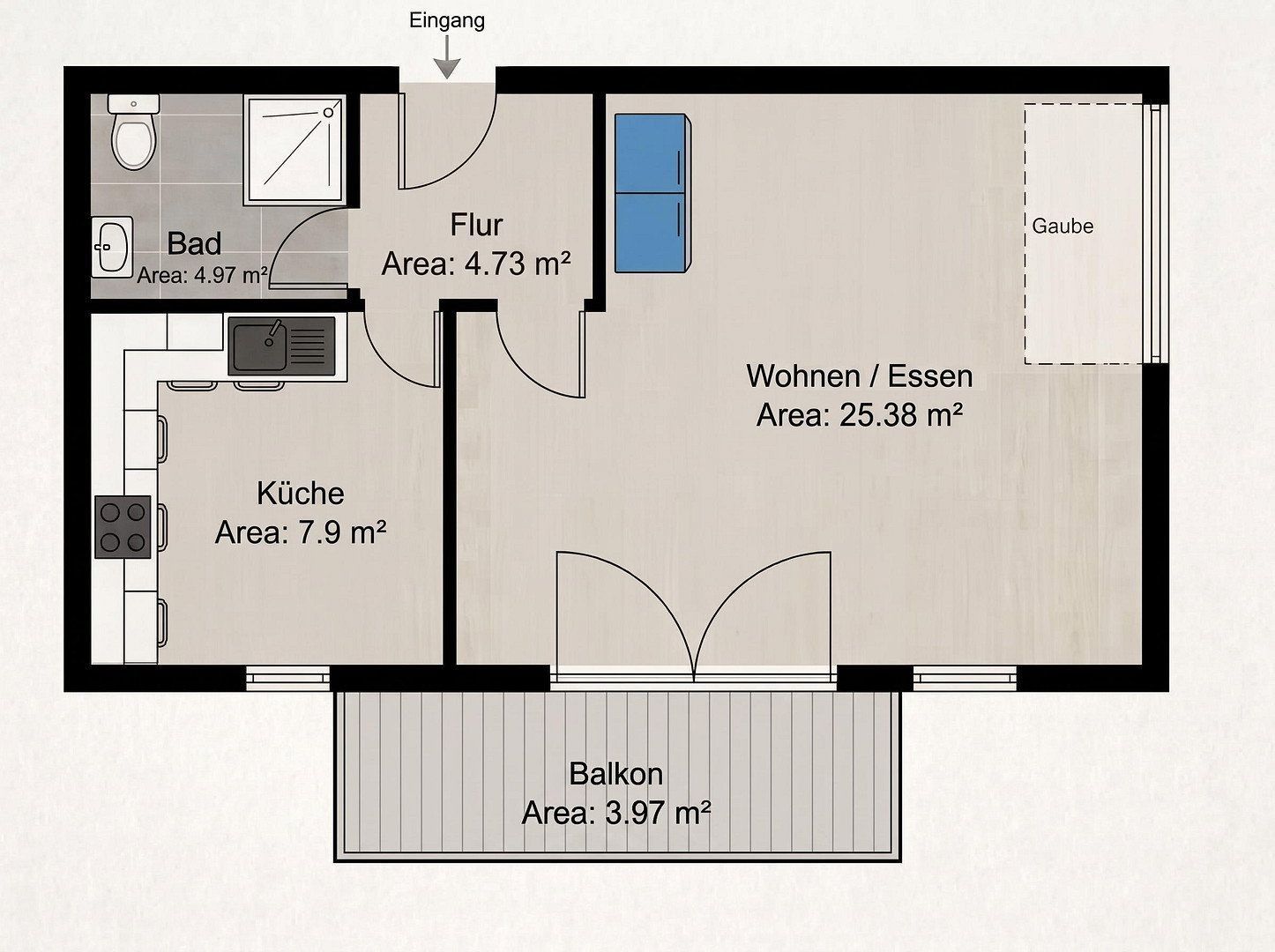 2+1, Am Friedhof 5a Karlsruhe Durlach Baden-Württemberg 76227, 63 m² - 1