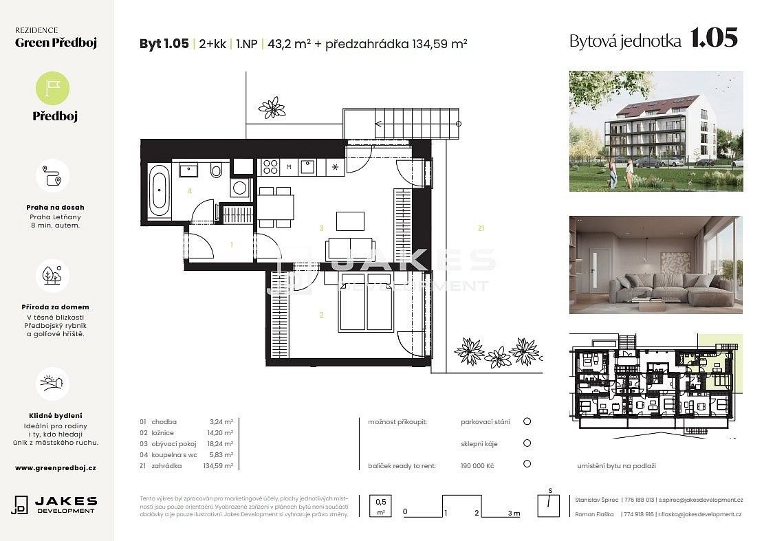 2+kk, Ke Tvrzi, Předboj, okres Praha-východ, 43 m² - 2