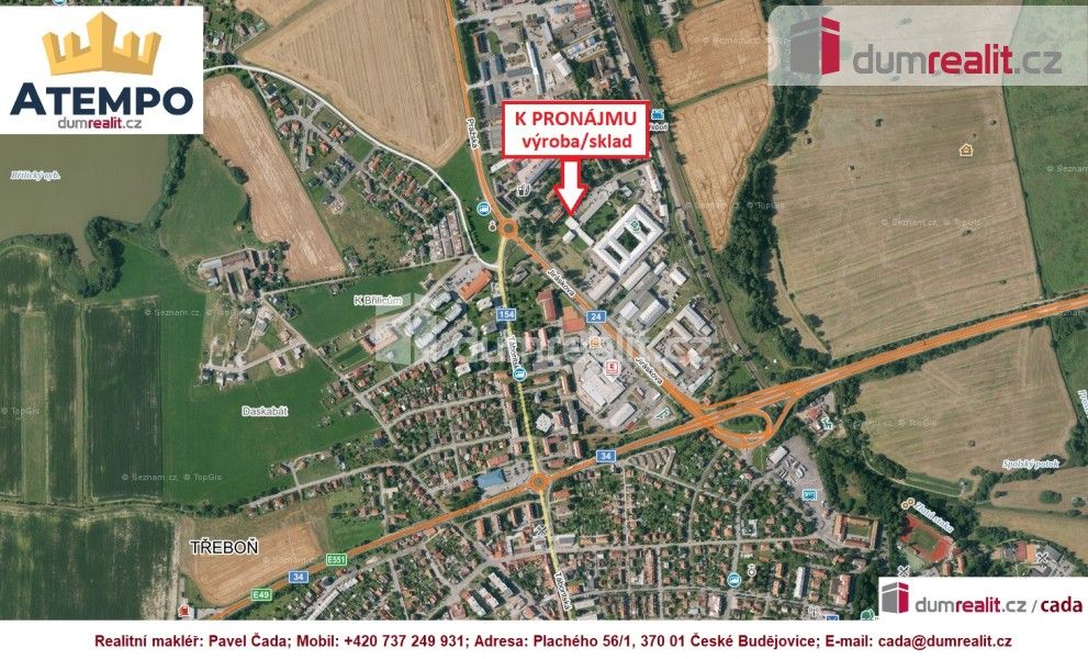 Pronájem výrobní prostory - Nádražní, Třeboň, 913 m²