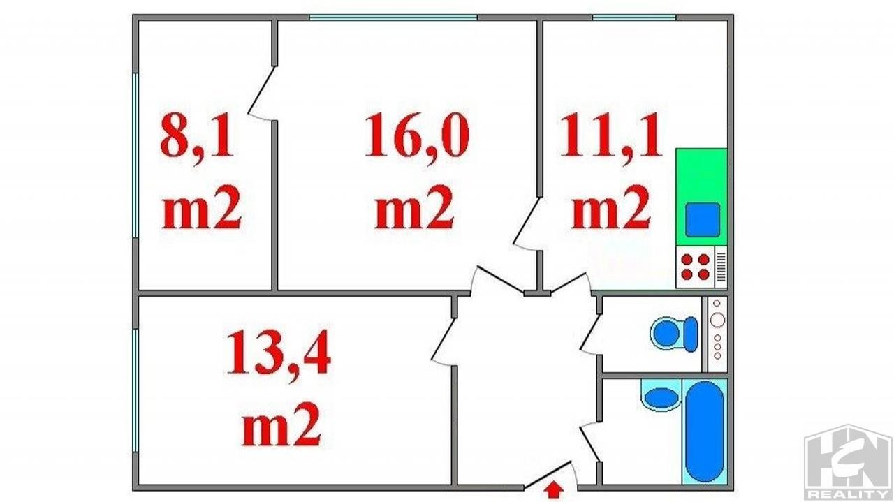 Byt 3+1 · 61 m² · Jizerská, Jablonec nad Nisou - 3