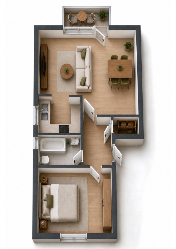 2+1, , Severní Porýní-Vestfálsko, 52 m² - 2