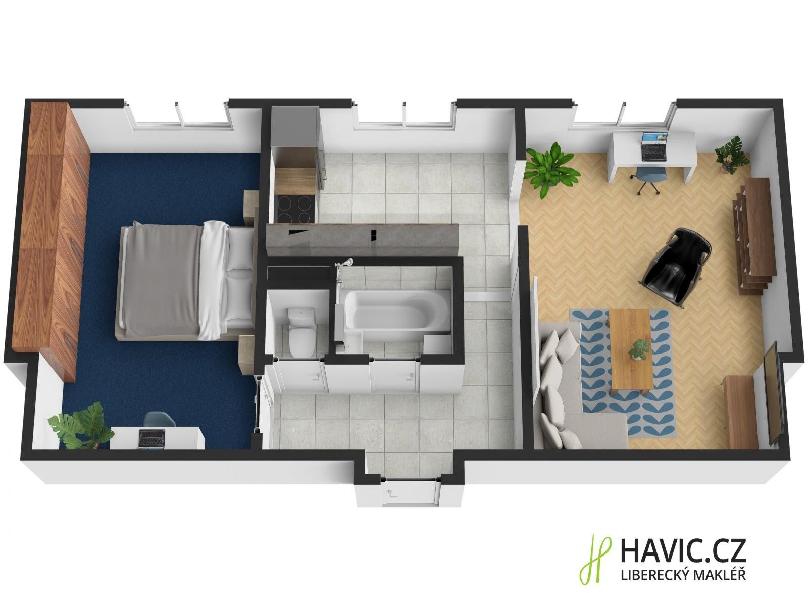 Pronájem byt 2+1 - Kosmonautů, Liberec, 52 m²