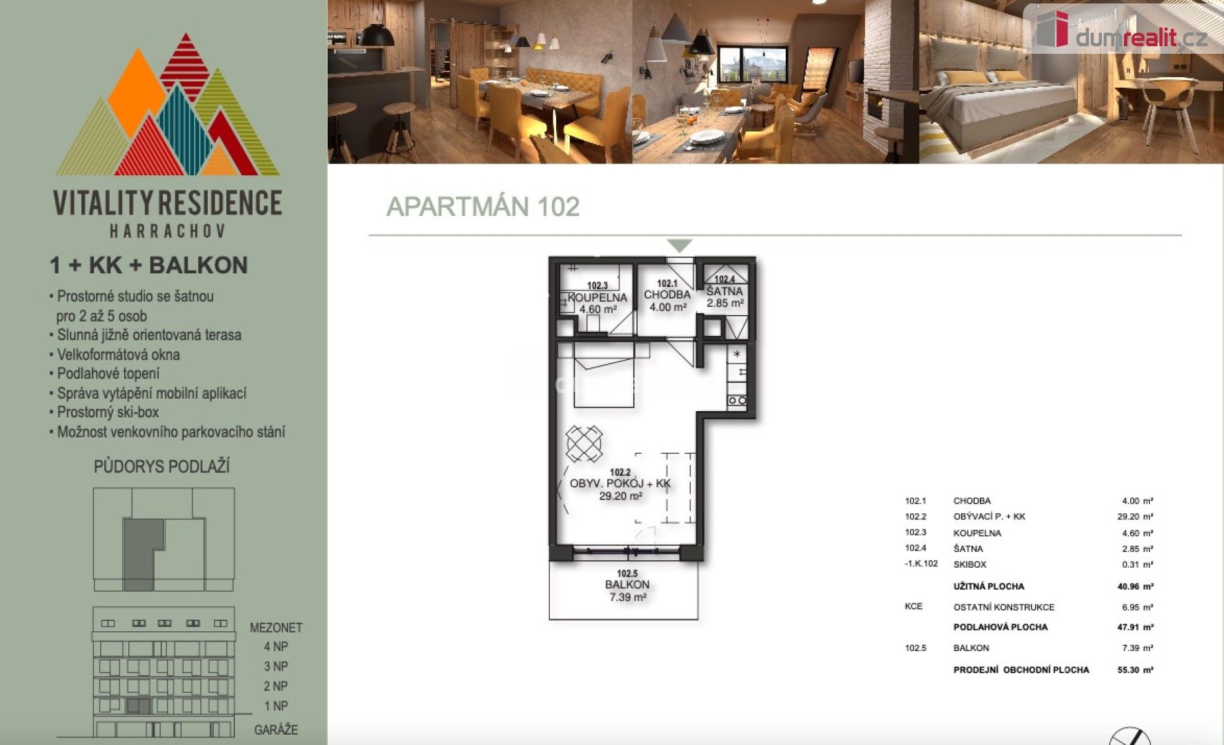 Pronájem byt 1+1 - Nový Svět, Harrachov, 43 m²