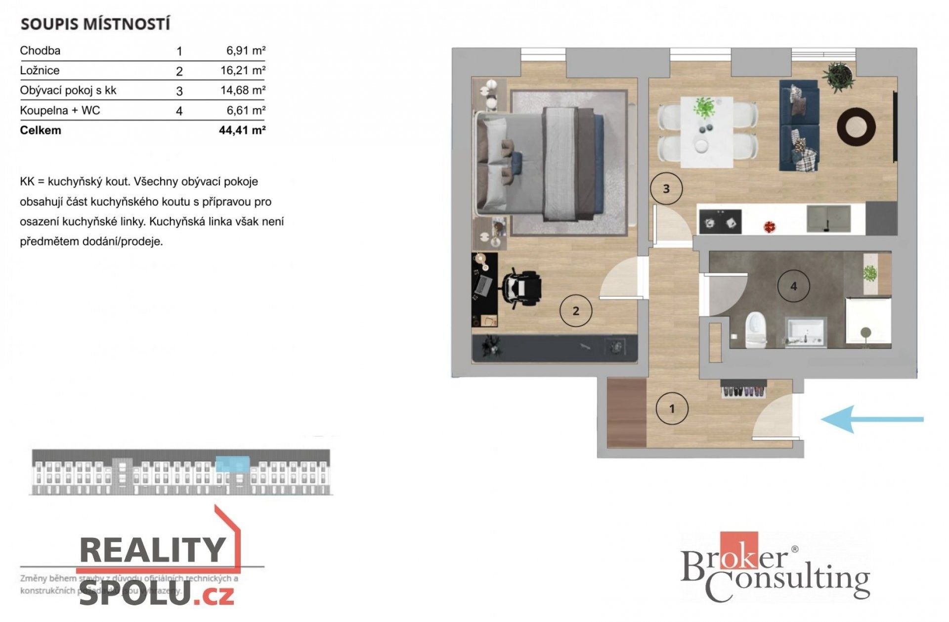2+kk, Prokopa Velikého, Český Brod, 44 m²