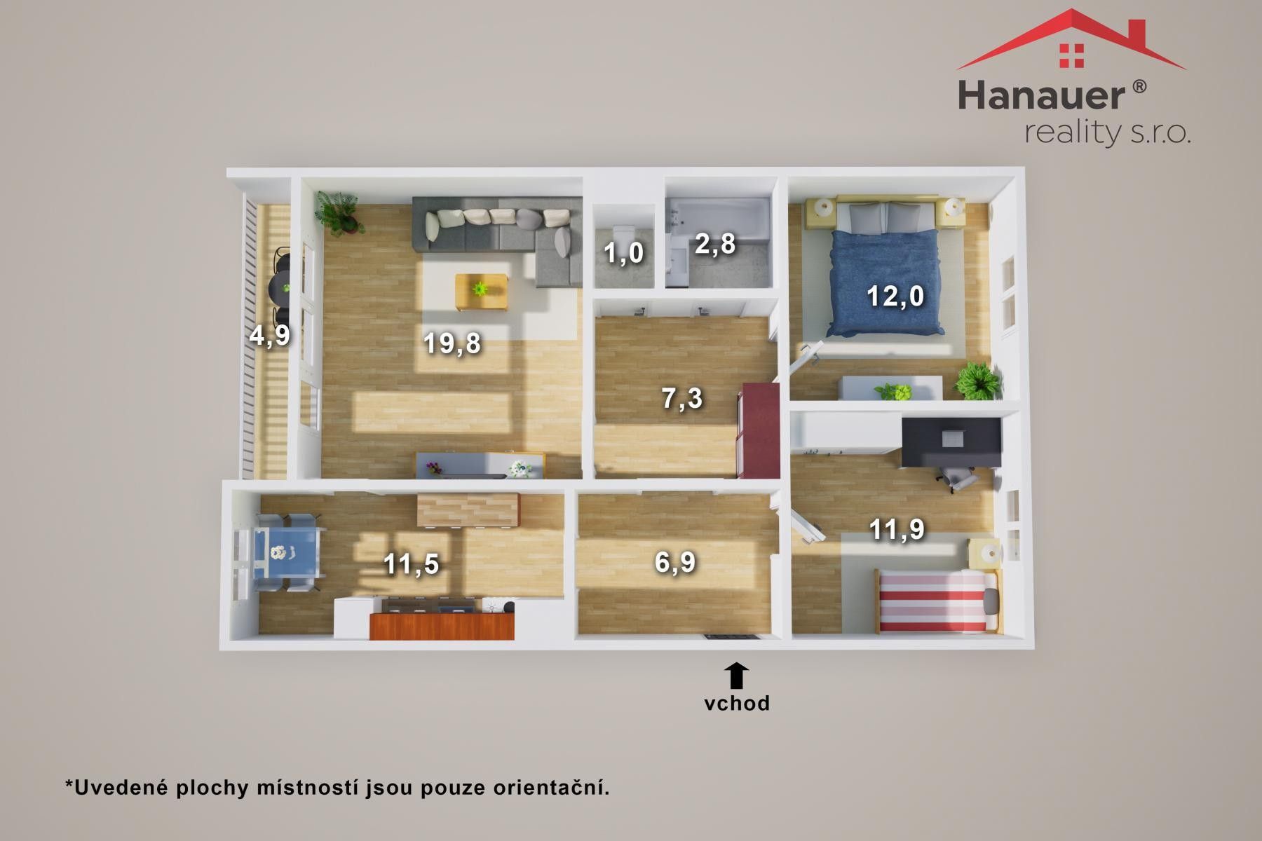 3+1, Přemyslovců , Ústí nad Labem Krásné Březno, 78 m² - 2