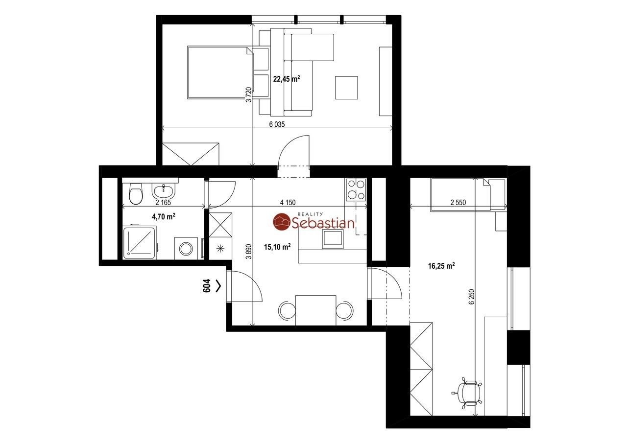 Byt 2+1 · 59 m² · Antonína Sochora, Teplice - 3