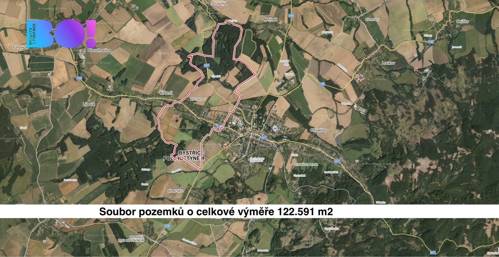 Zemědělské pozemky, Bystřice pod Hostýnem, 22 005 m²
