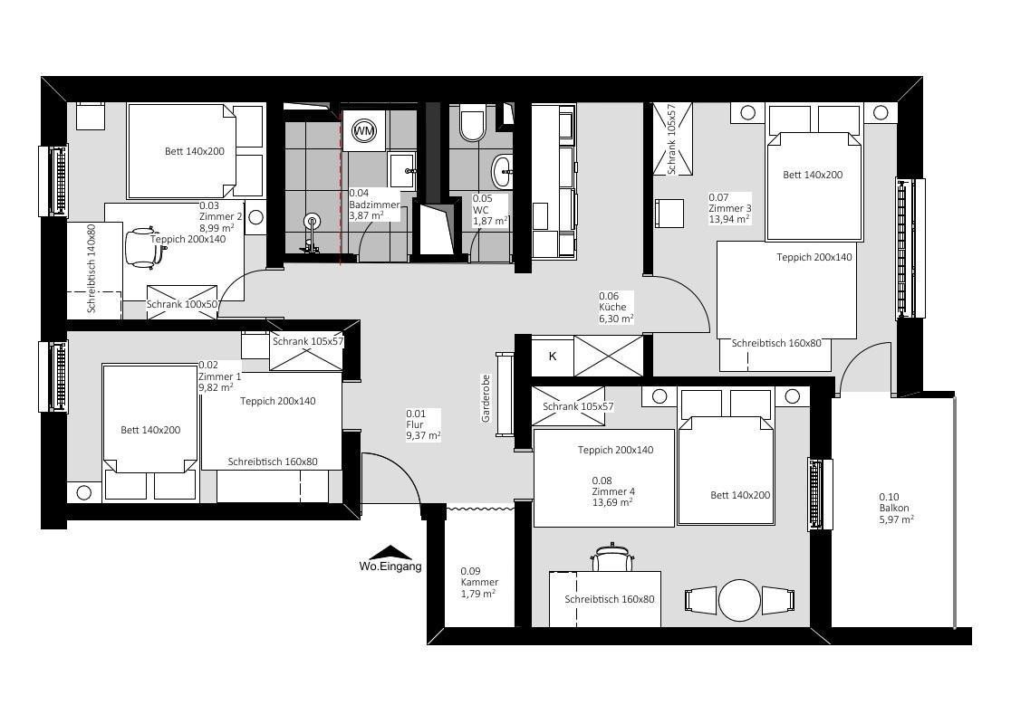 4+1, Packenreiterstraße 30 München / Obermenzing Obermenzing Bayern 81247, 73 m² - 2