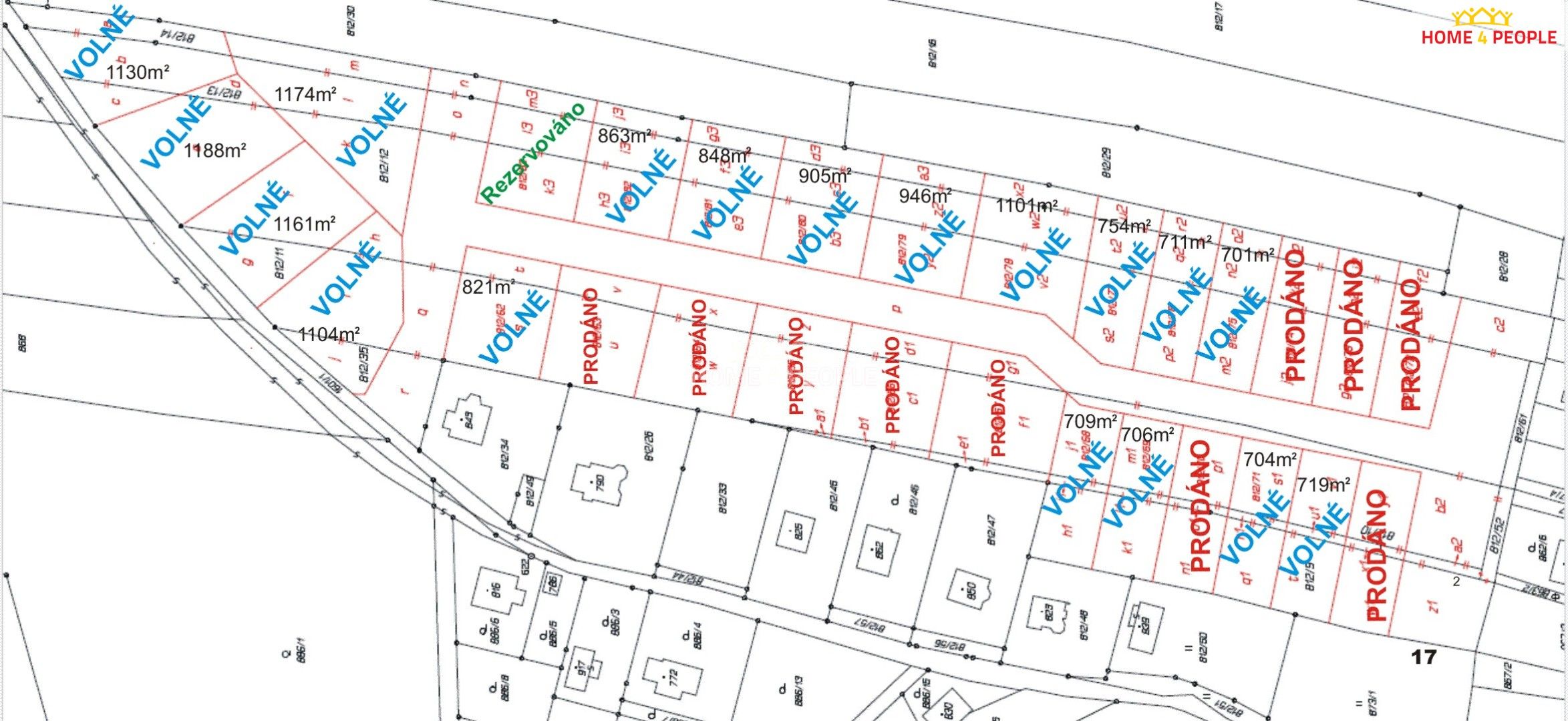 Pozemky pro bydlení, Na Čeperce, Bystřice, 800 m²
