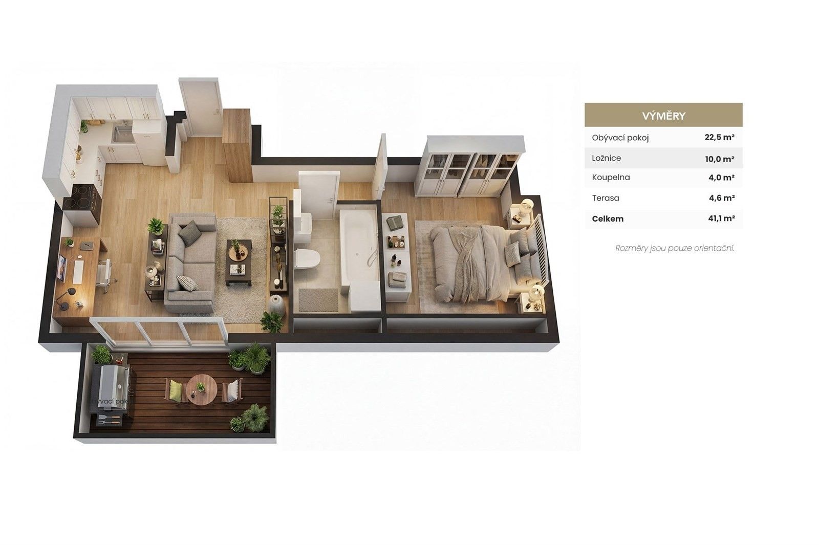 Pronájem byt 2+kk - Davídkova 50, Praha, 38 m²