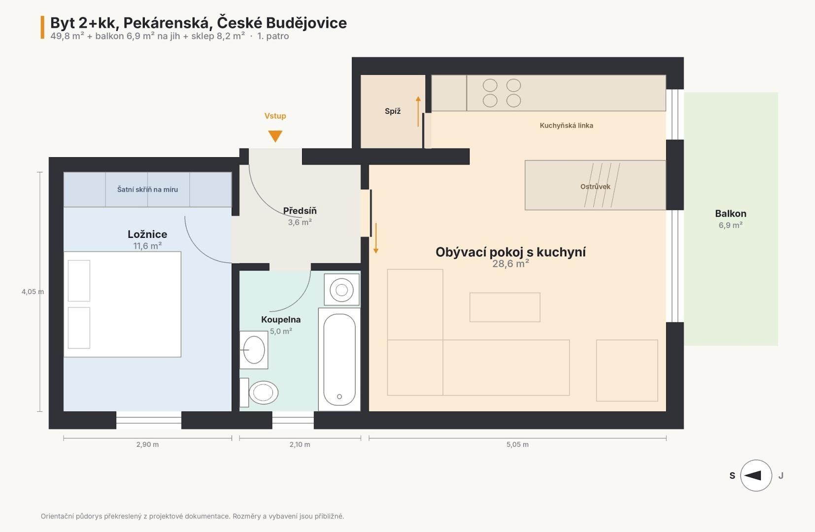 Byt 2+kk · 50 m² · Pekárenská, České Budějovice - 3