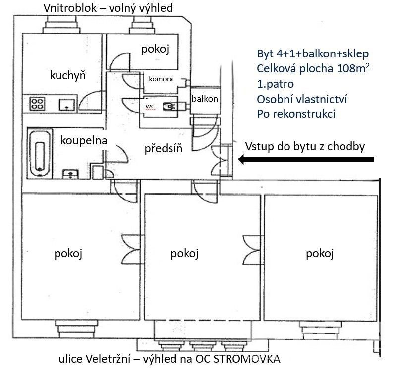 Prodej byt 4+1 - Veletržní, Praha, 101 m²