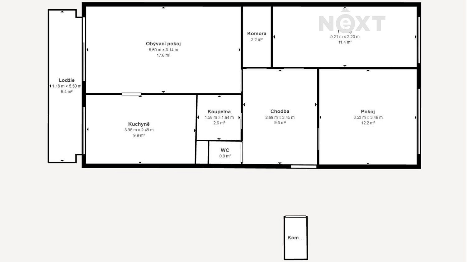 3+1, Lidická, Most, 68 m² - 2