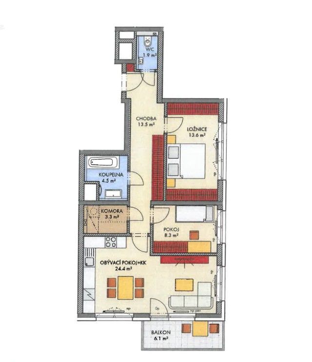 3+kk, Honzíkova, Praha - Dolní Měcholupy, 73 m² - 1