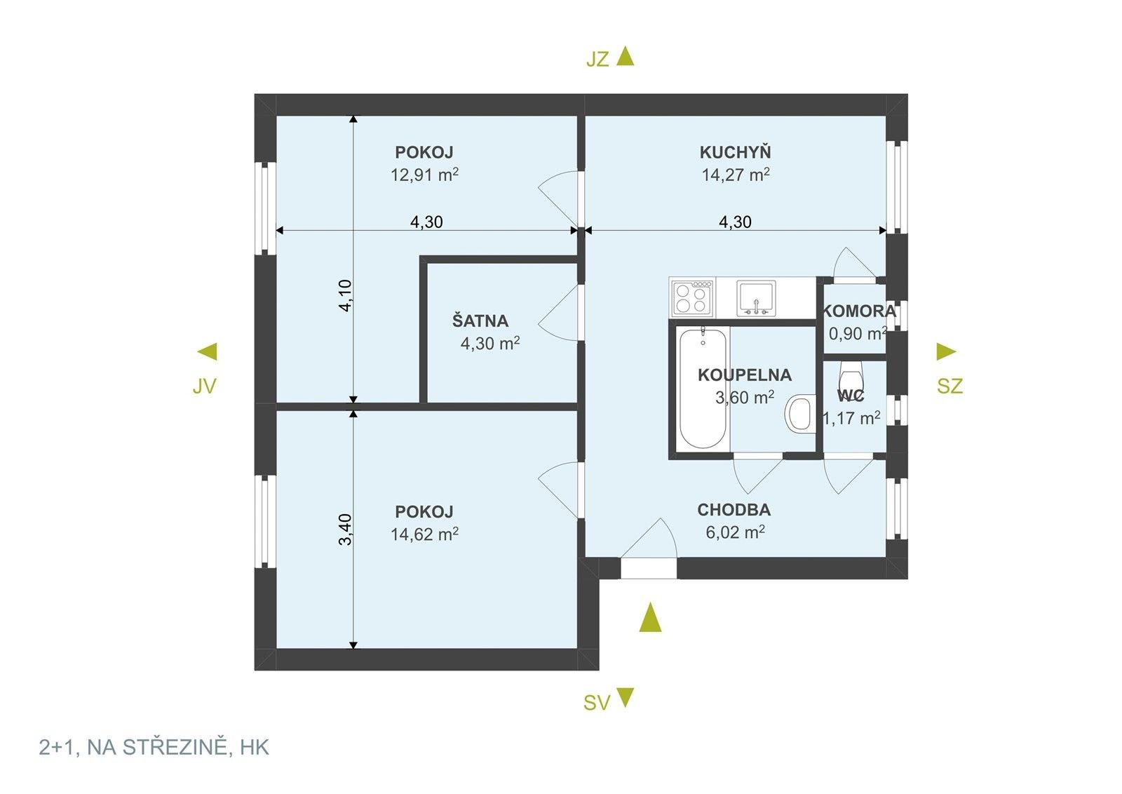 Byt 2+1 · 55 m² · Na Střezině, Hradec Králové - 3