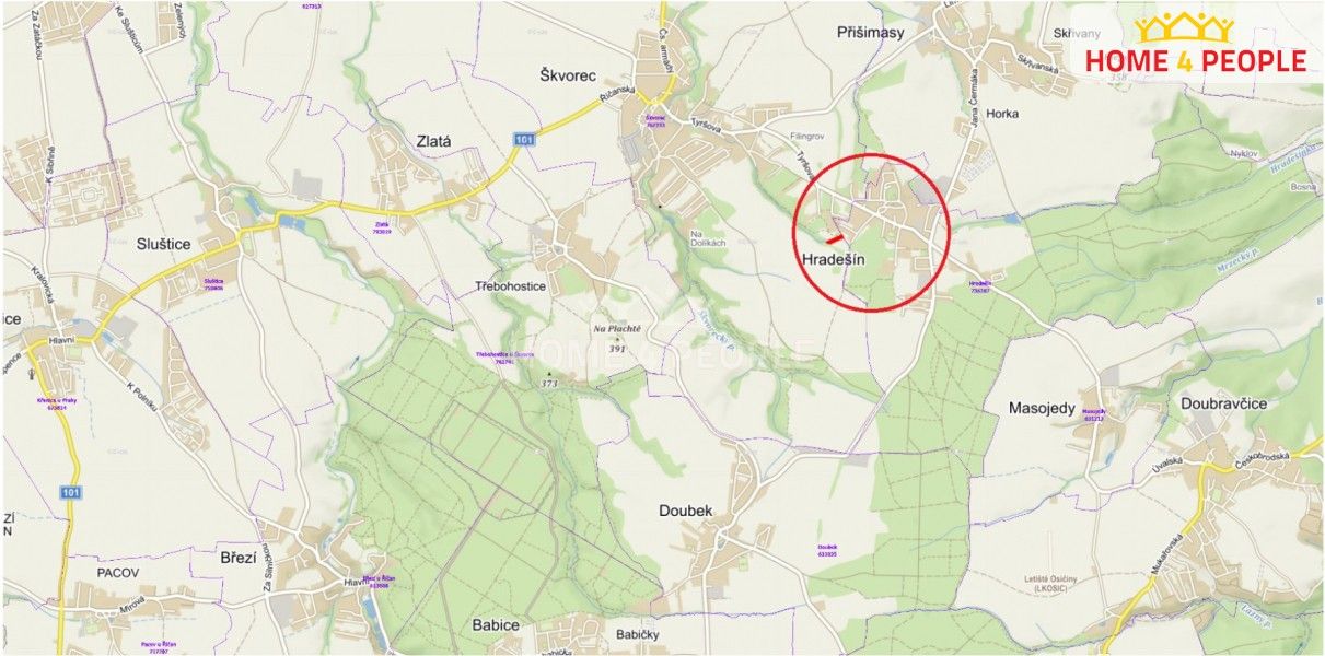 Prodej pozemek - Hradešín, 2 614 m²