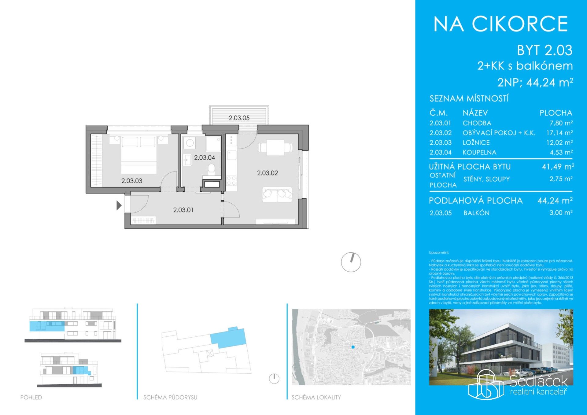 Prodej byt 2+kk - Na Cikorce, Praha, 44 m²