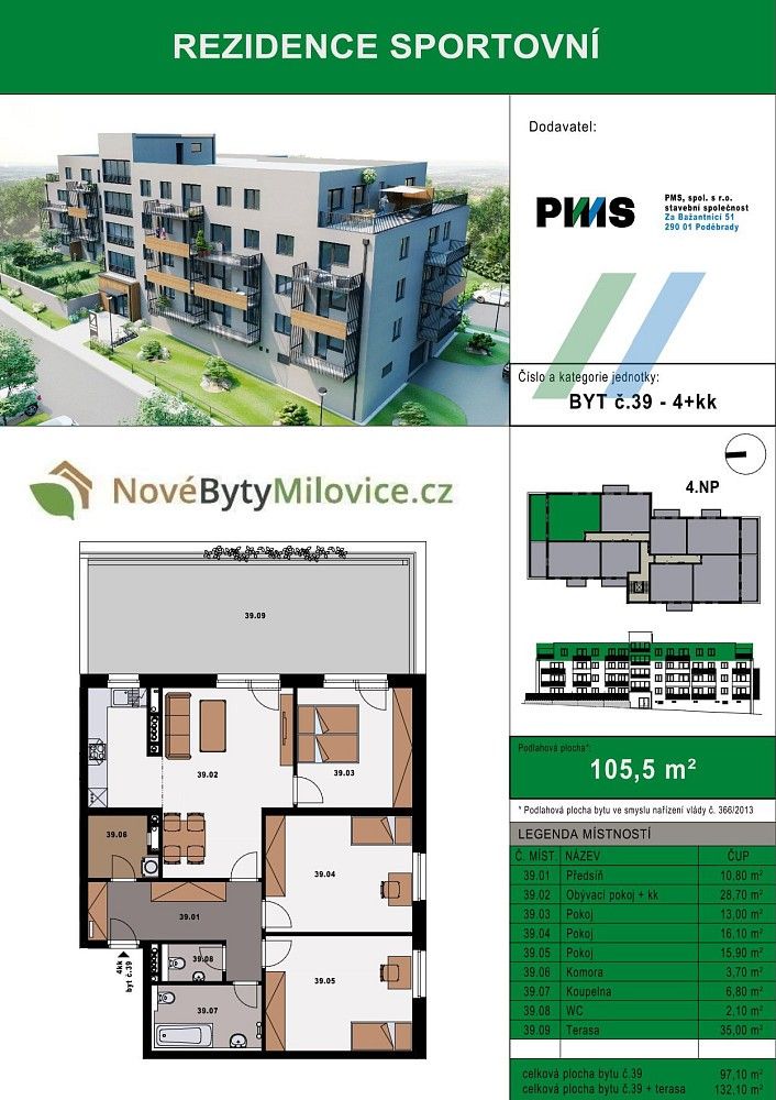 Byt 4+kk · 132 m² · Milovice - Mladá, okres Nymburk, Středočeský kraj - 3