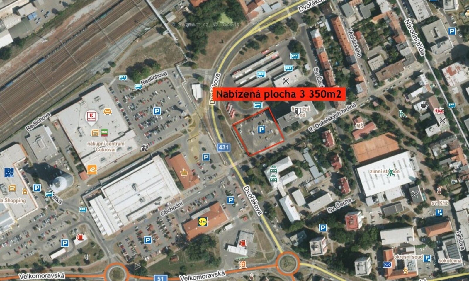 Komerční pozemky, Velkomoravská, Hodonín, 3 350 m² - 2
