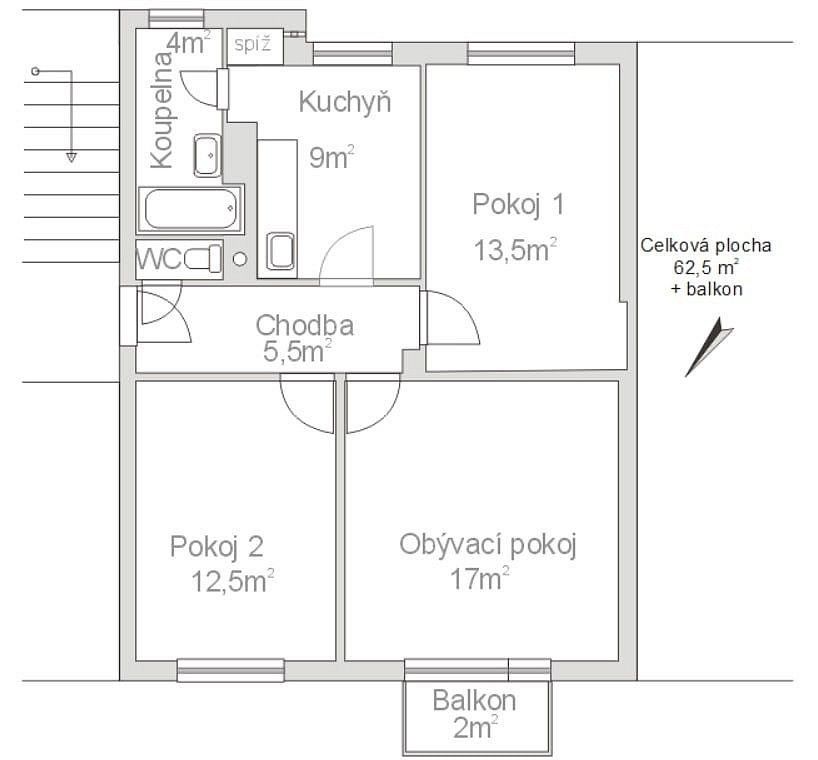 Prodej byt 3+1 - Zahradní, Ořechov, okres Brno-venkov, 63 m² - 5