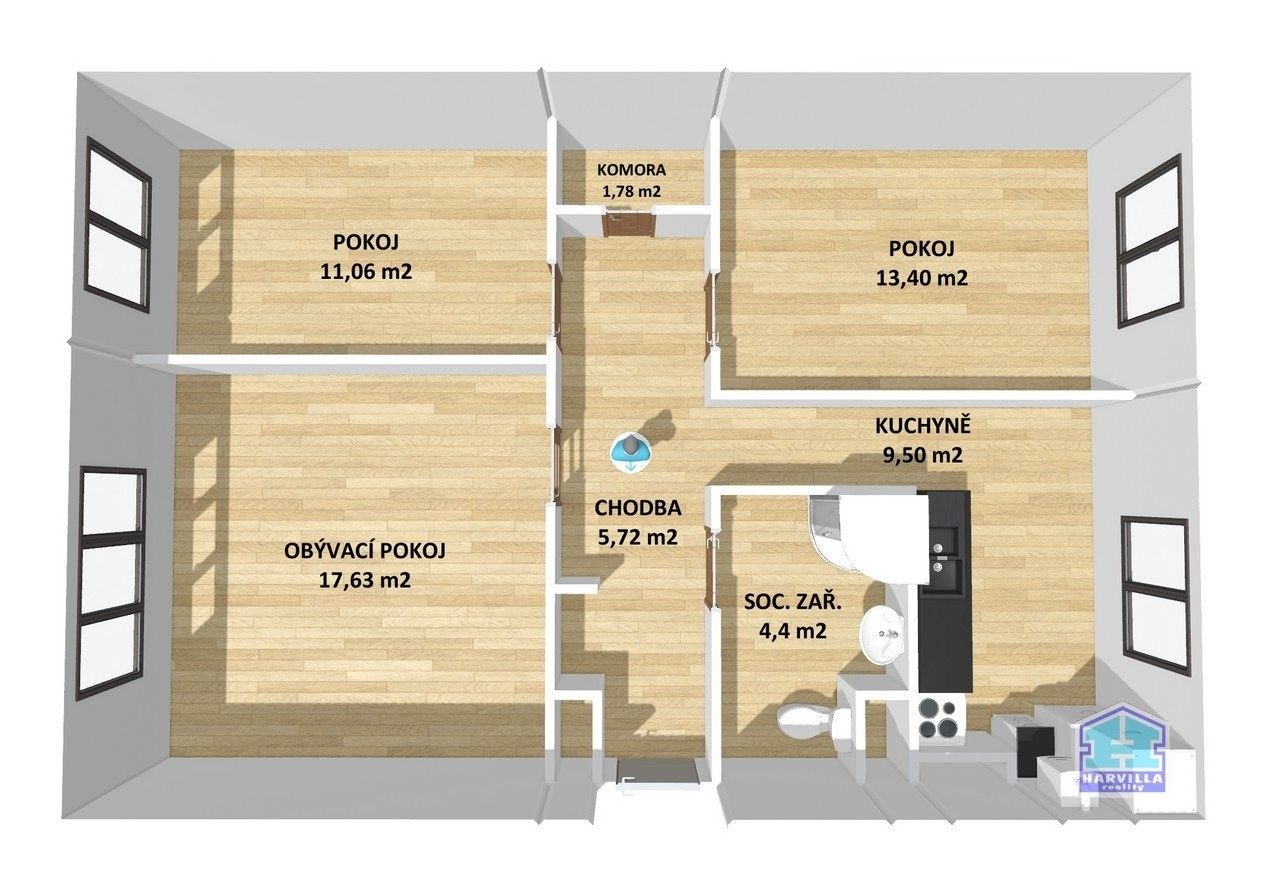 Prodej byt 3+1 - Javorová 284, Černošín, 63 m² - 5