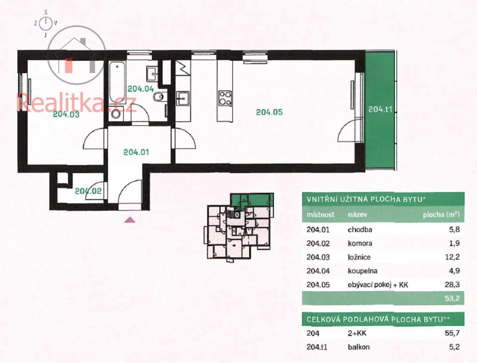 Byt 2+kk · 56 m² · Lesík 176, Kladno - 4