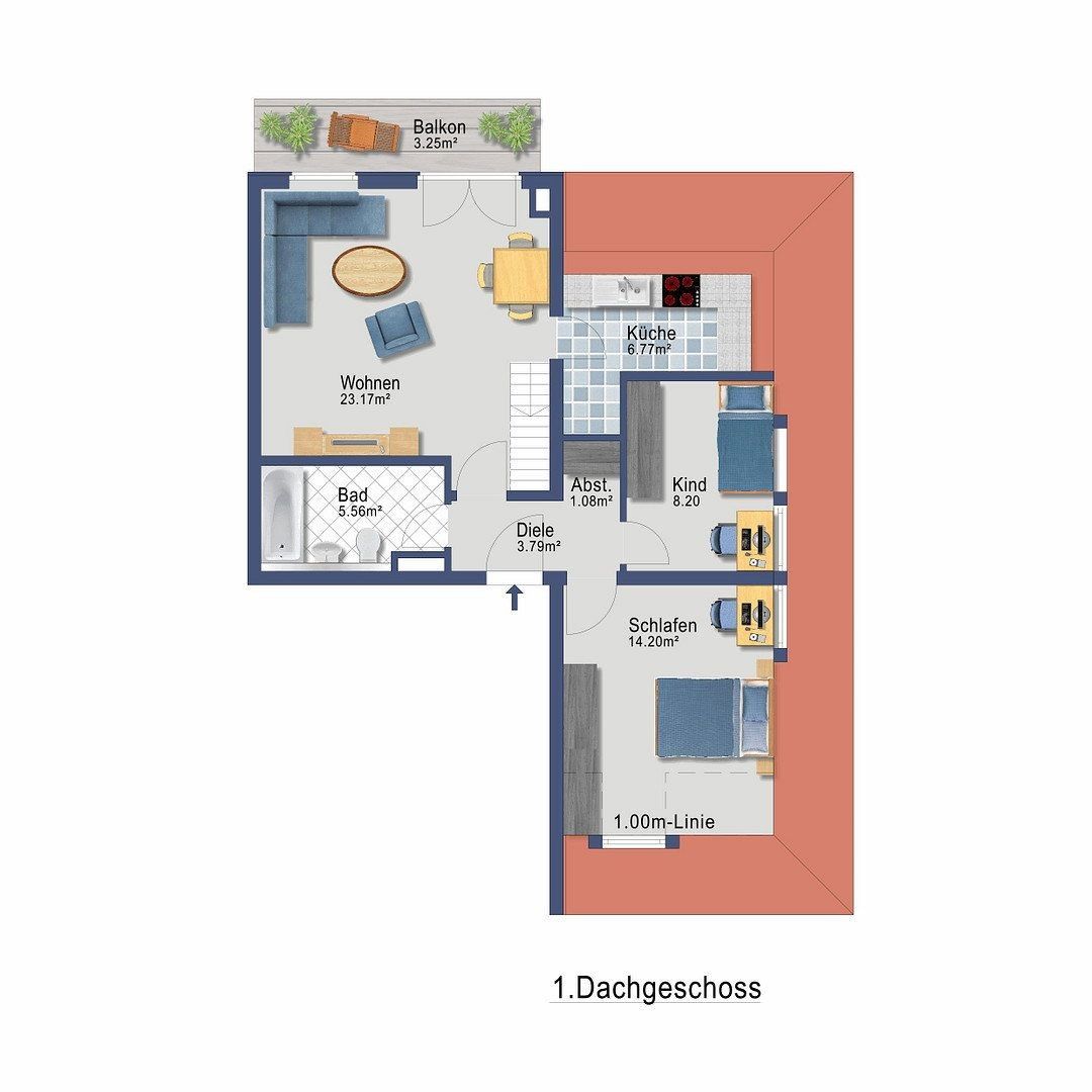 3+kk, Romerstraße 4, , Sasko, 83 m² - 2