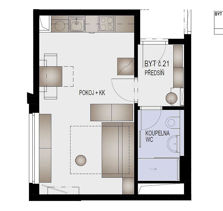 Prodej byt 1+kk - Brno - Líšeň, okres Brno-město, Jihomoravský kraj, 31 m² - 5