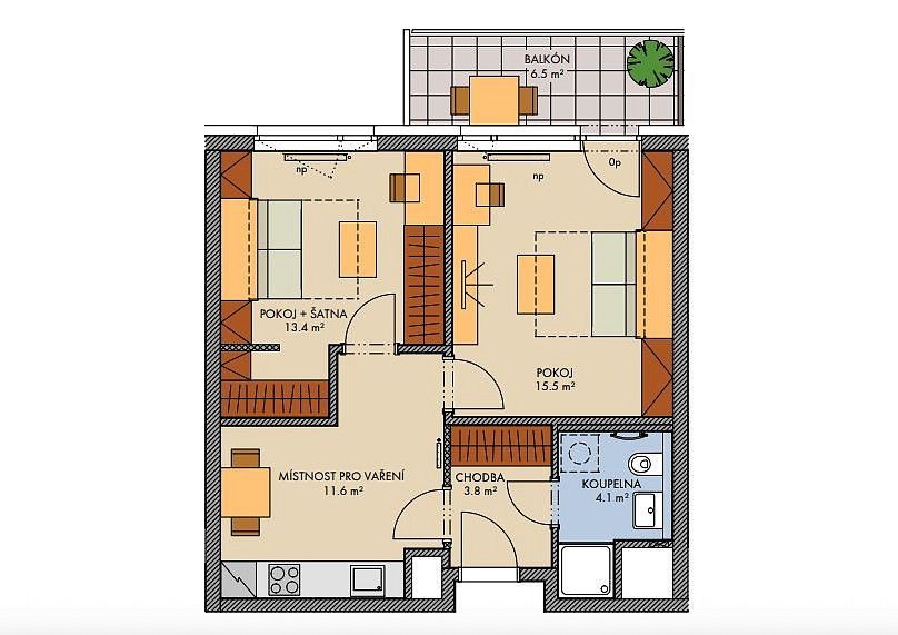 2+1, Praha - Hlubočepy, okres Praha 5, Hlavní město Praha, 51 m² - 2
