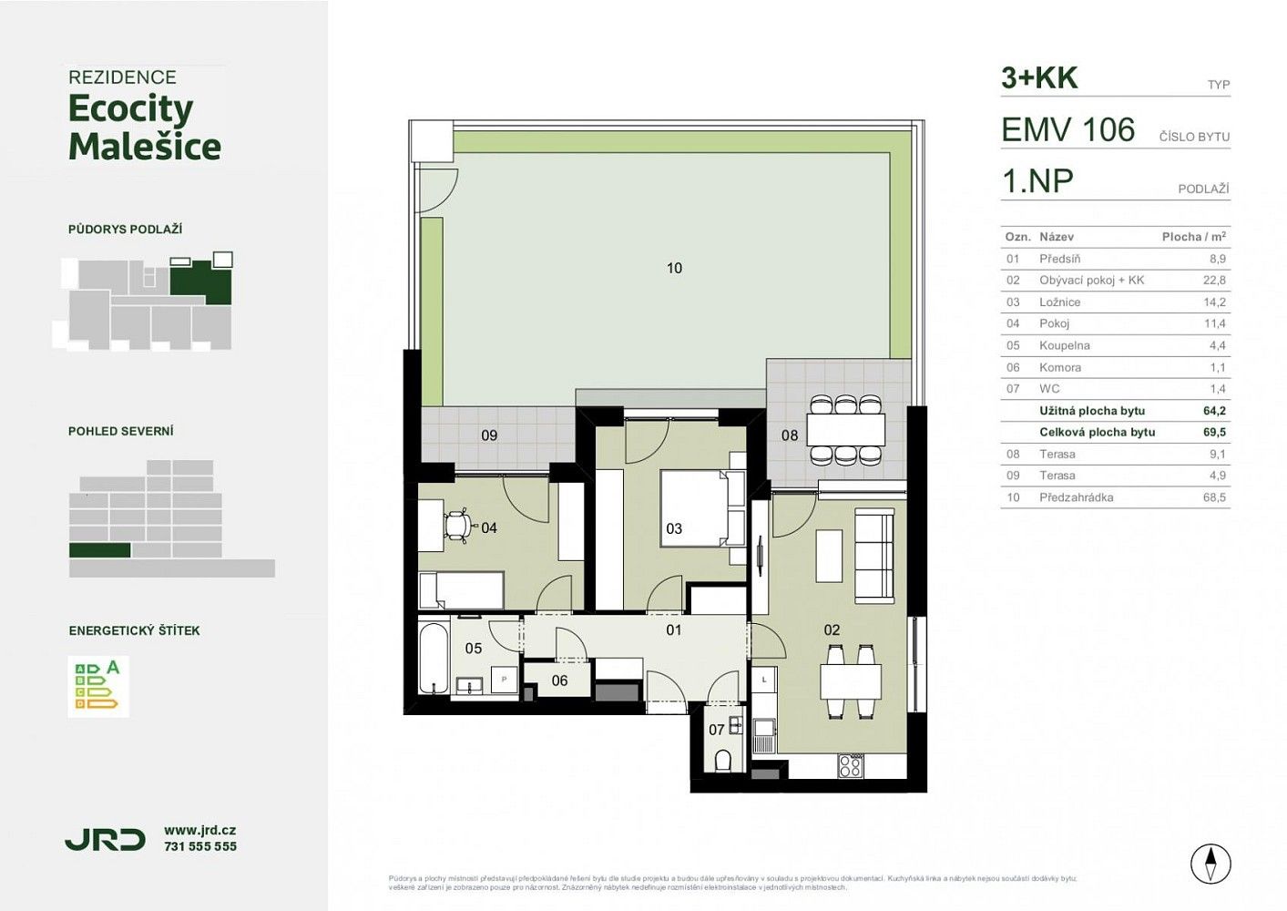 3+kk, Praha - Malešice, okres Praha 10, Hlavní město Praha, 70 m² - 2