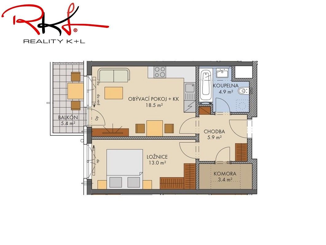 2+kk, Thomasova, Praha 5 - Třebonice, 53 m² - 2