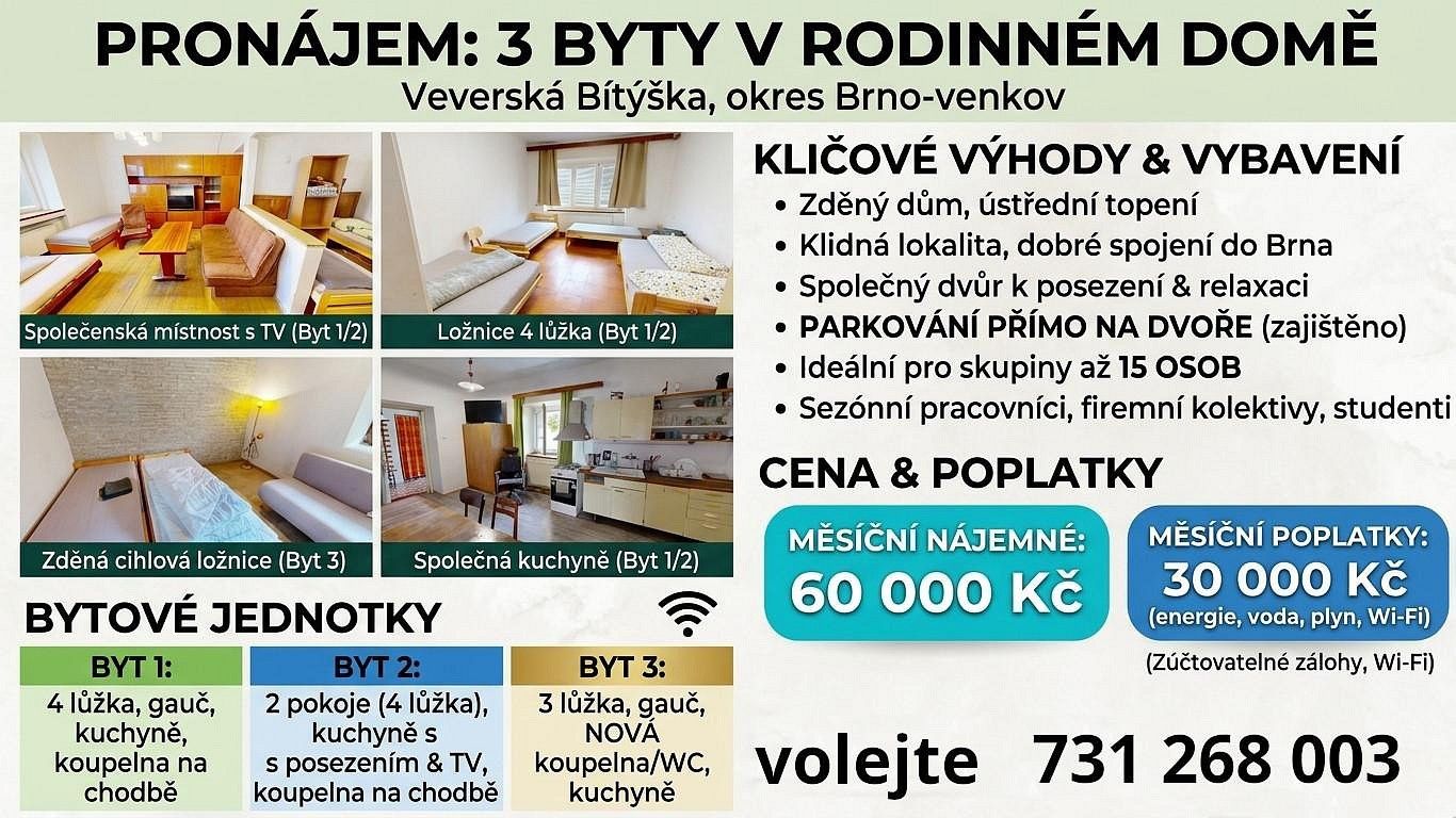Pronájem rodinný dům - Veverská Bítýška, okres Brno-venkov, Jihomoravský kraj, 380 m² - 1