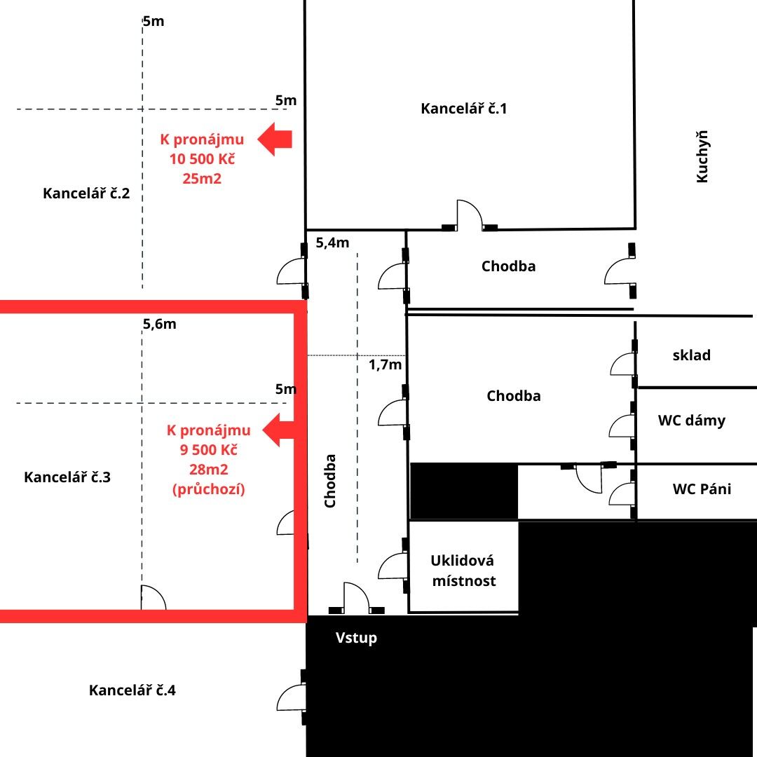 Pronájem kancelář - Čs. legií, Ostrava, 28 m² - 5