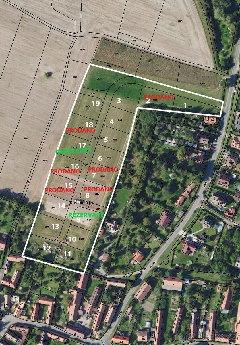 Pozemky pro bydlení, Kostomlaty nad Labem, 289 21, 802 m²