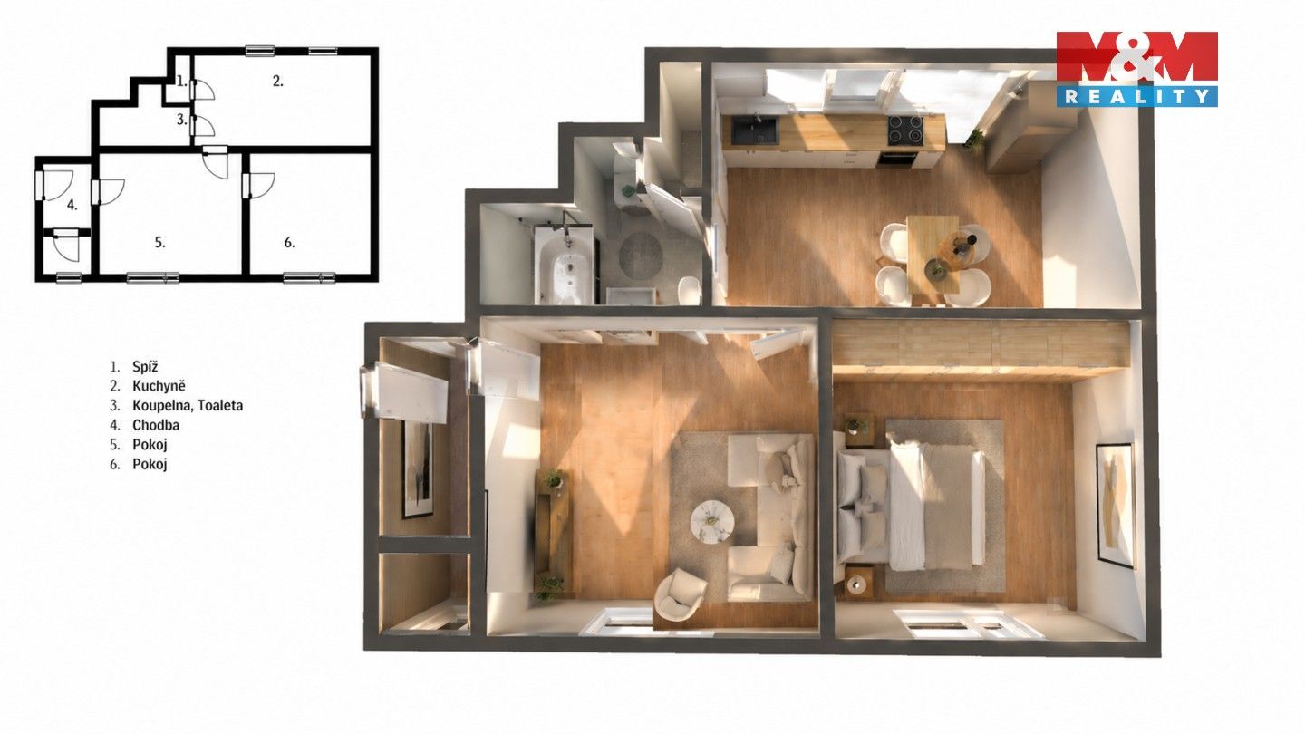 Byt 2+1 · 57 m² · Tážaly, Kožušany-Tážaly - 3