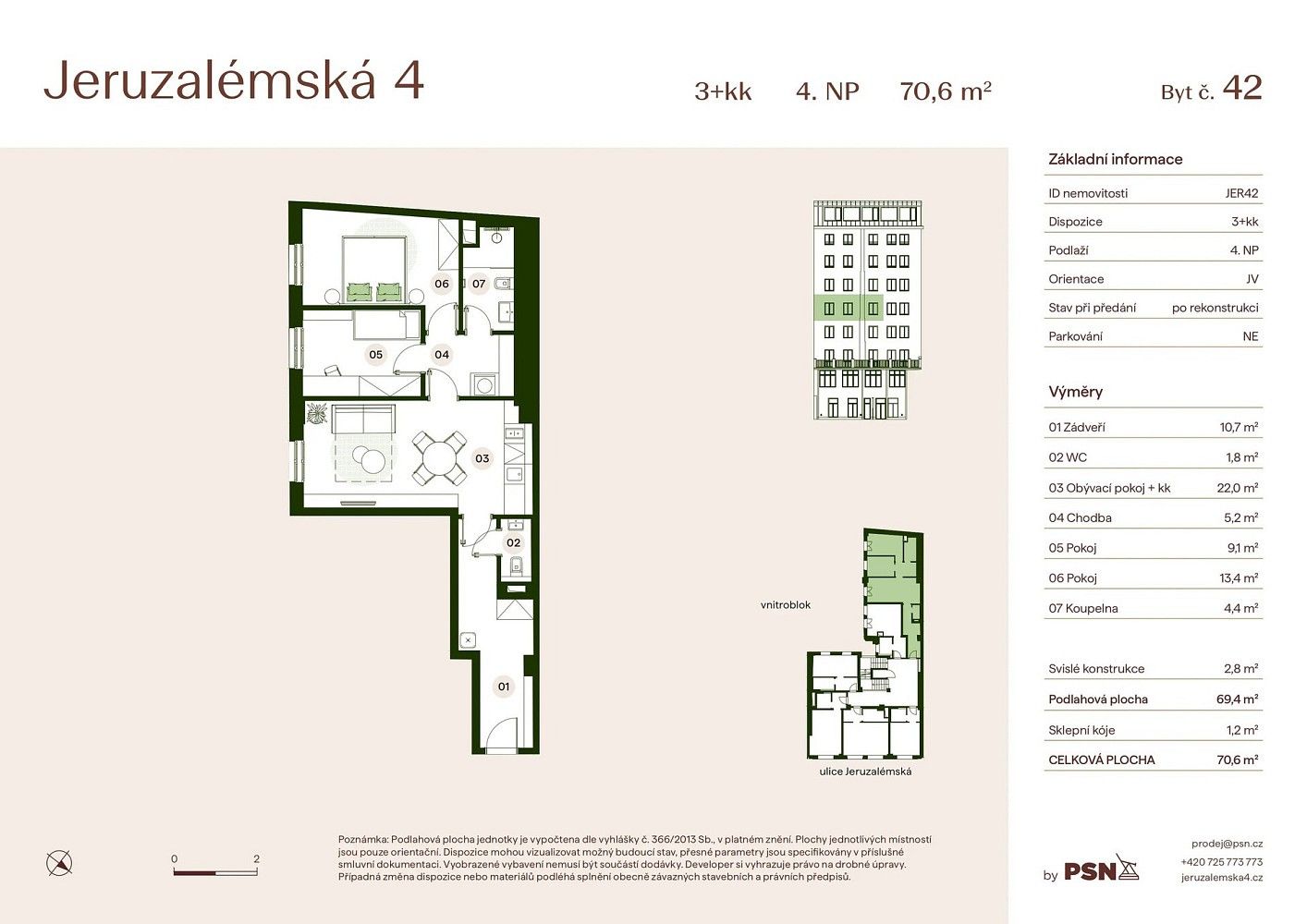 Prodej byt 3+kk - Jeruzalémská, Praha 1 - Nové Město, 67 m² - 5