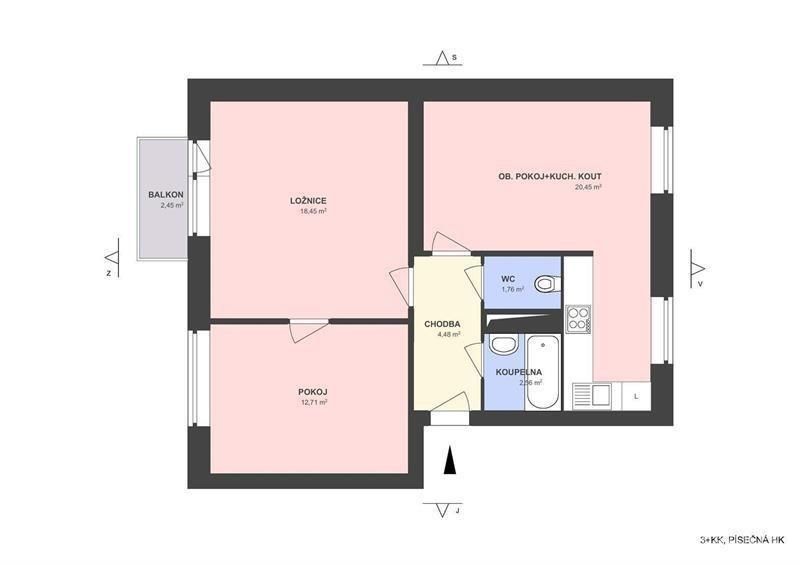 Byt 3+kk · 63 m² · Písečná  , Hradec Králové - 3