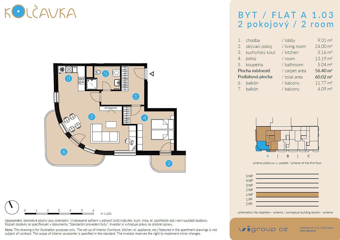 Prodej byt 2+kk - Praha - Libeň, okres Praha 9, Hlavní město Praha, 56 m² - 2
