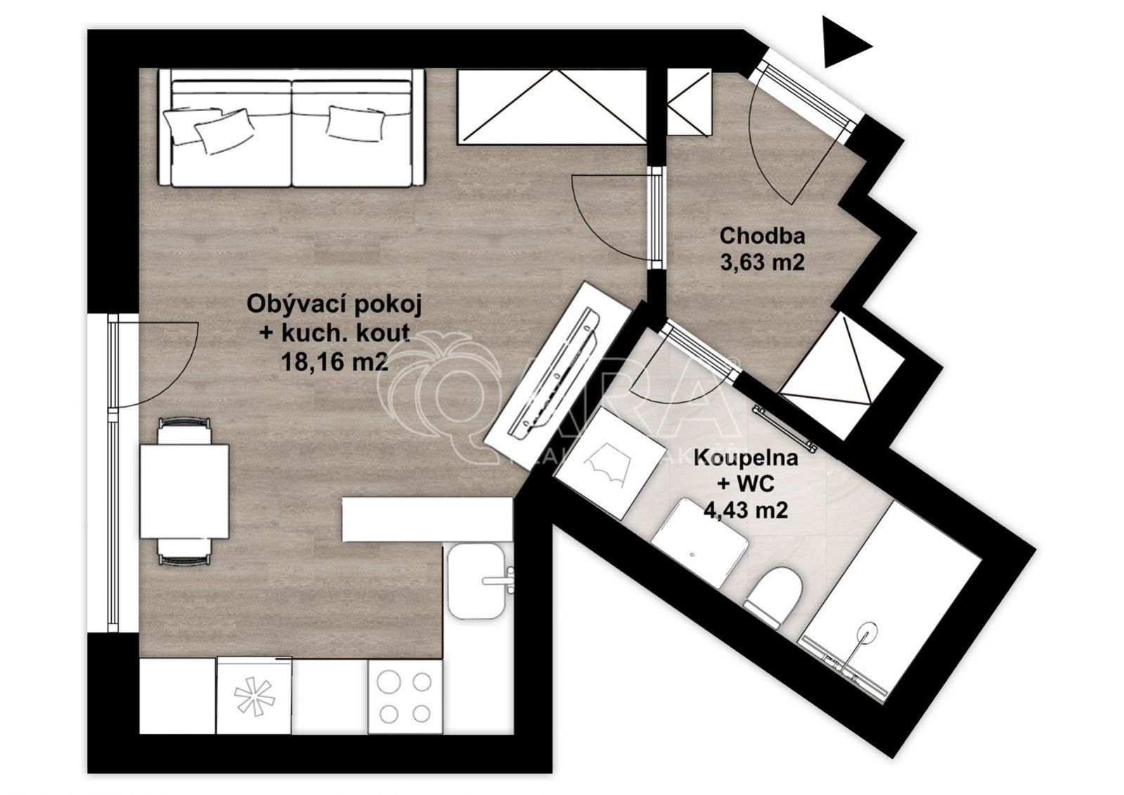 1+kk, Za Lužinami , Praha Stodůlky, 27 m² - 2