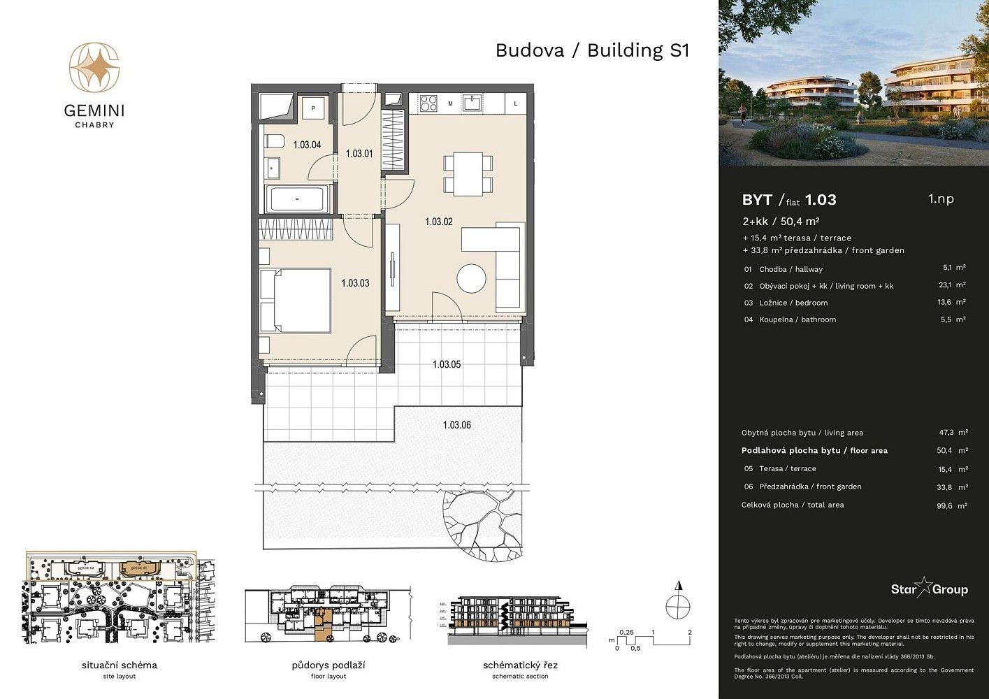 2+kk, Praha - Dolní Chabry, okres Praha 8, Hlavní město Praha, 50 m² - 2