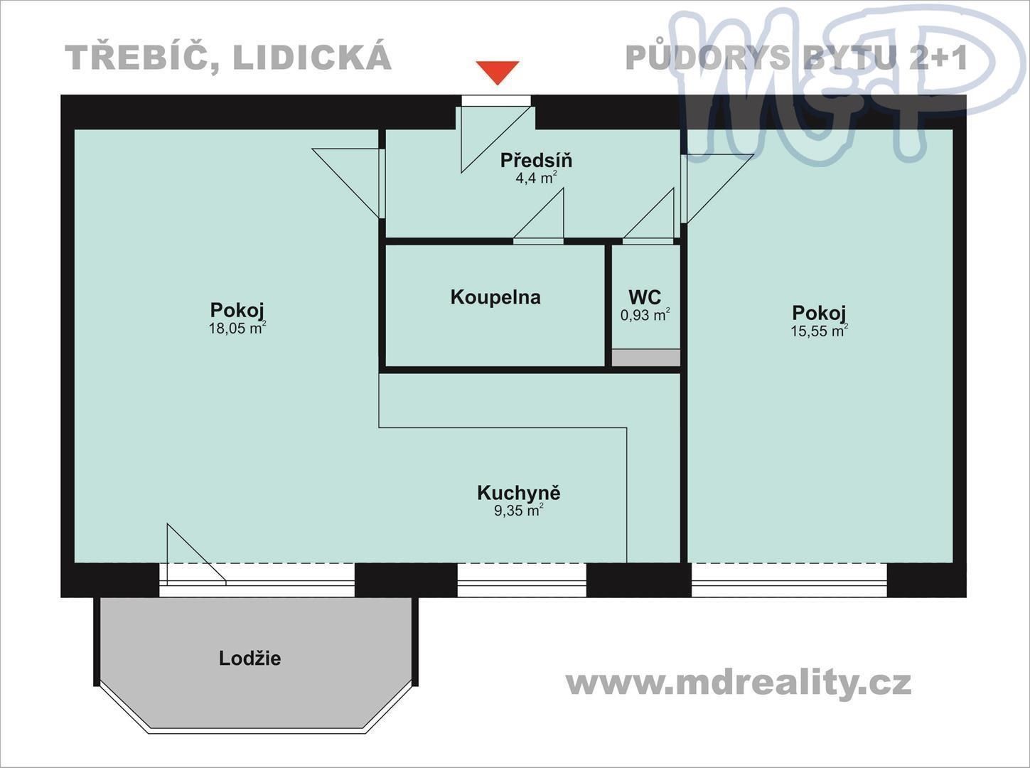 Pronájem byt 2+kk - Lidická, Borovina, Třebíč, Česko, 51 m²