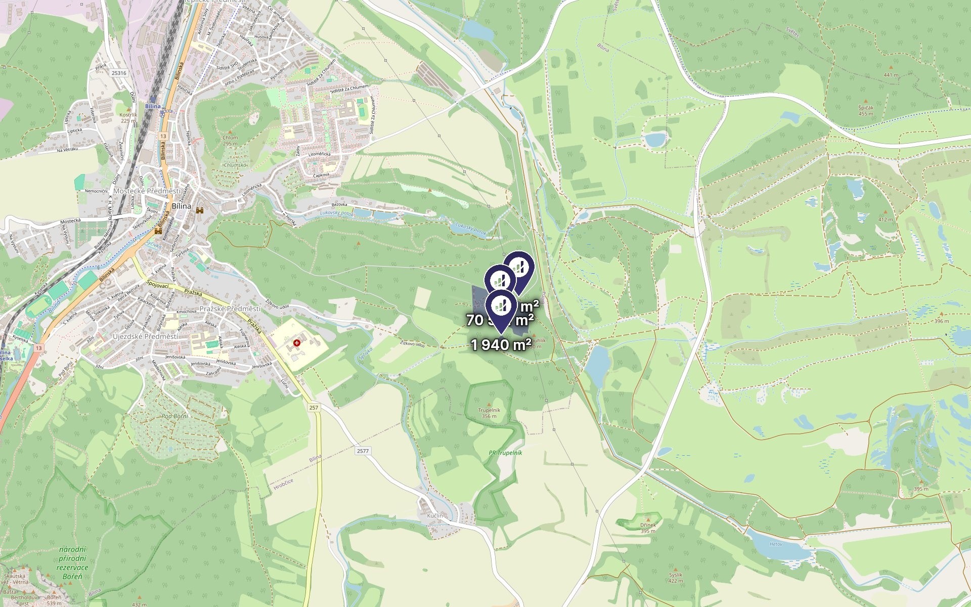 Louka · 72 554 m² · Bílina - 3