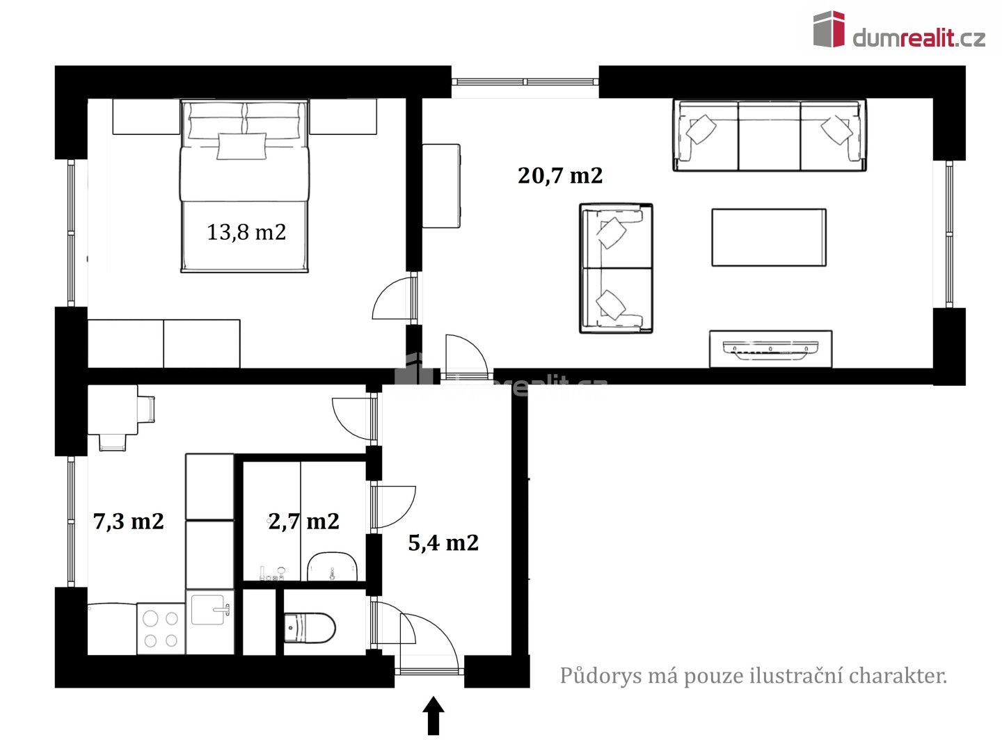 Byt 2+1 · 52 m² · Omlenická, Kaplice - 3
