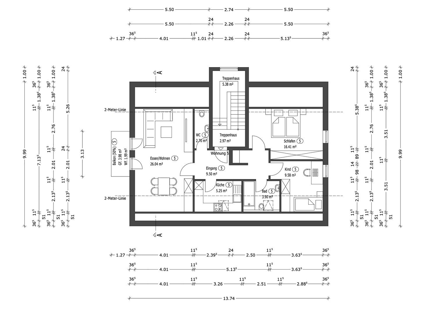 3+1, Liebigstraße 16a Waldkraiburg Waldkraiburg Bayern 84478, 74 m² - 1